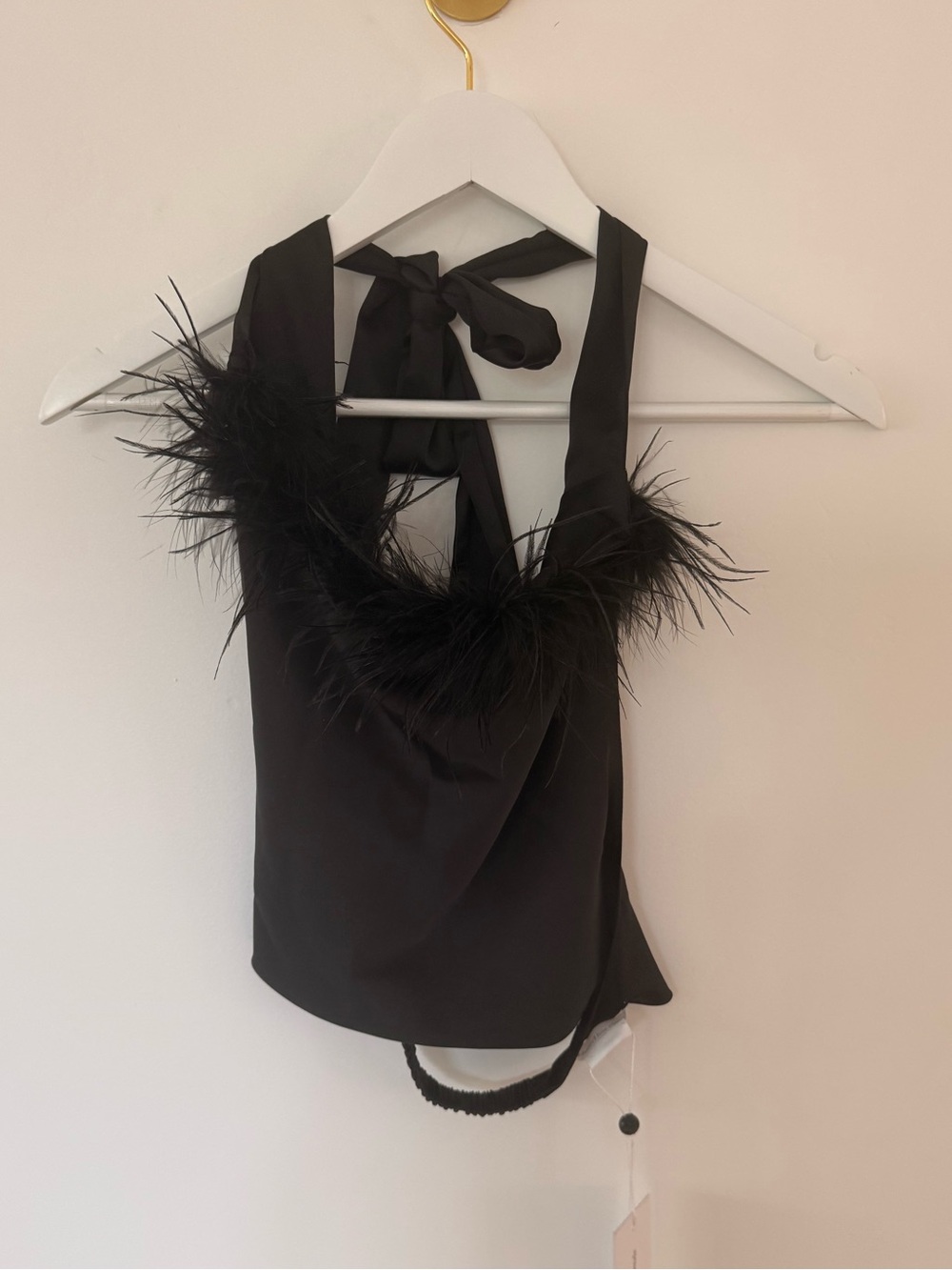 Lovers and Friends cropped halter with feathers. NWT. Small